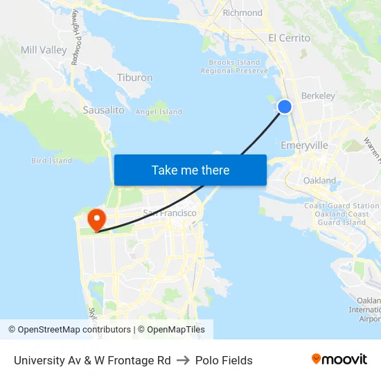 University Av & W Frontage Rd to Polo Fields map