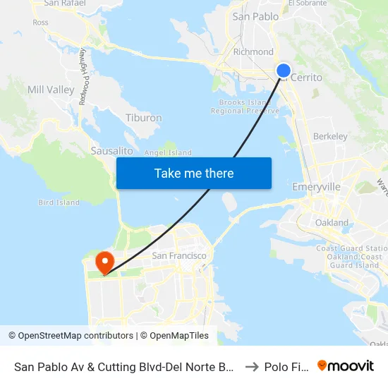 San Pablo Av & Cutting Blvd-Del Norte BART Stop D2 to Polo Fields map
