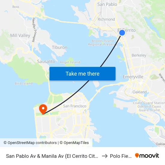 San Pablo Av & Manila Av (El Cerrito City Hall) to Polo Fields map