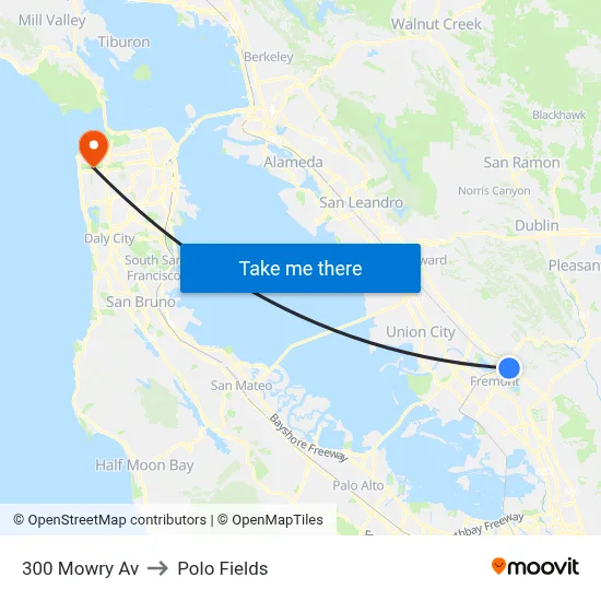 300 Mowry Av to Polo Fields map