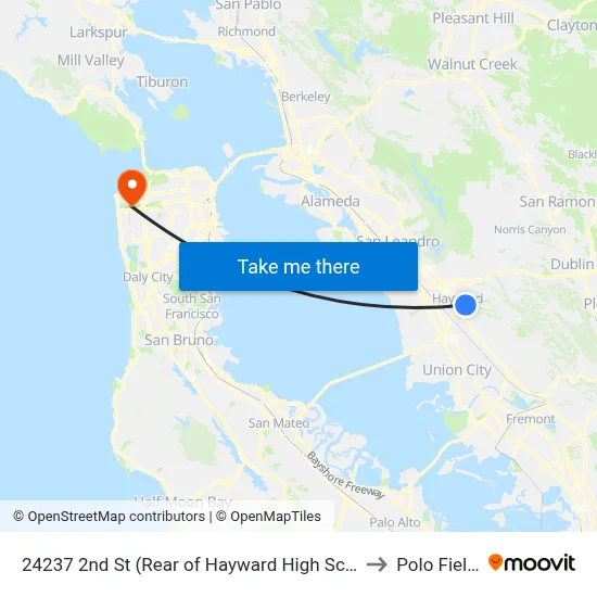 24237 2nd St (Rear of Hayward High School) to Polo Fields map