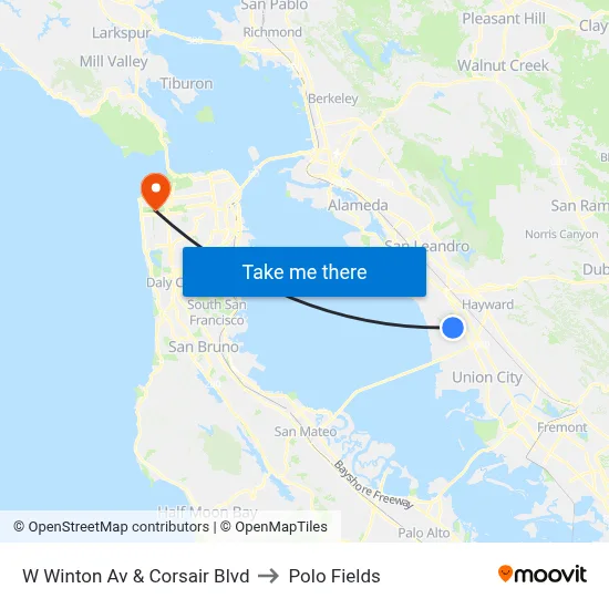 W Winton Av & Corsair Blvd to Polo Fields map