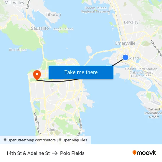 14th St & Adeline St to Polo Fields map