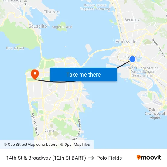 14th St & Broadway (12th St BART) to Polo Fields map