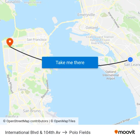 International Blvd & 104th Av to Polo Fields map