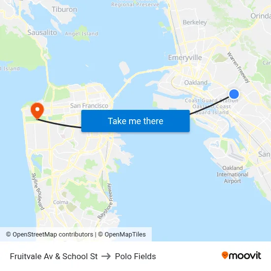 Fruitvale Av & School St to Polo Fields map