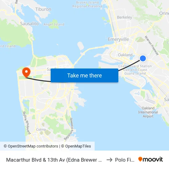 Macarthur Blvd & 13th Av (Edna Brewer Middle Sch.) to Polo Fields map