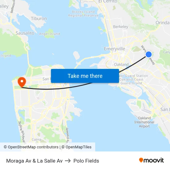 Moraga Av & La Salle Av to Polo Fields map