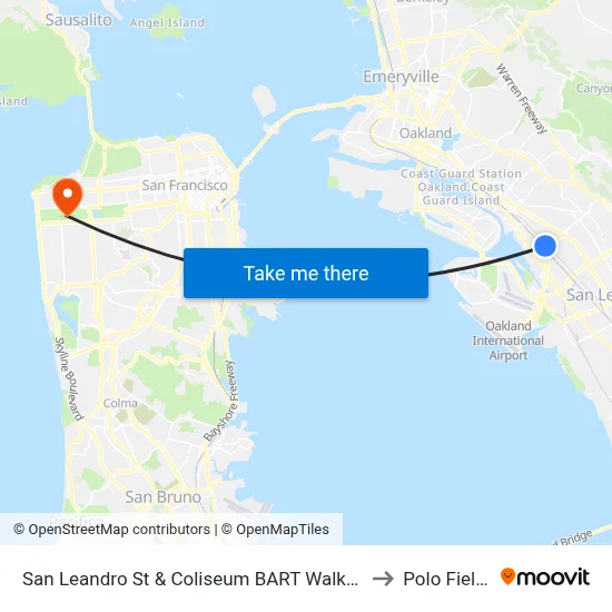 San Leandro St & Coliseum BART Walkway to Polo Fields map