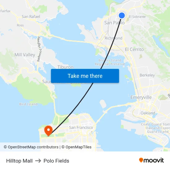 Hilltop Mall to Polo Fields map