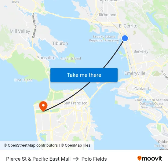 Pierce St & Pacific East Mall to Polo Fields map