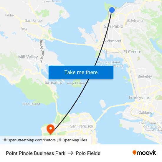 Point Pinole Business Park to Polo Fields map