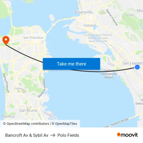 Bancroft Av & Sybil Av to Polo Fields map