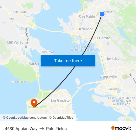 4630 Appian Way to Polo Fields map