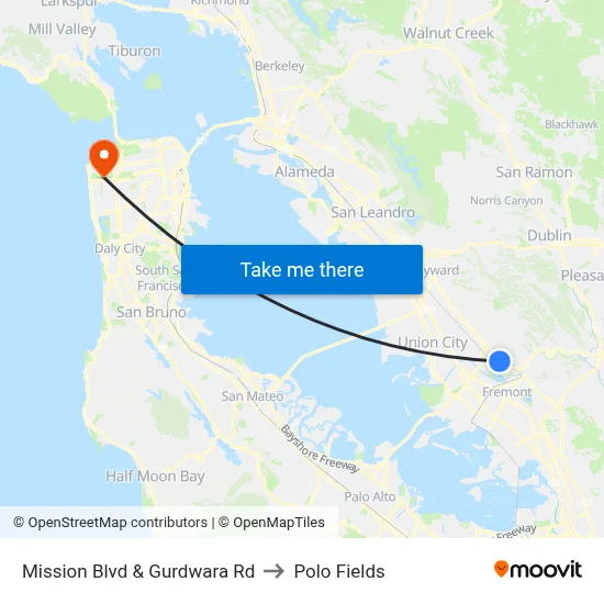 Mission Blvd & Gurdwara Rd to Polo Fields map