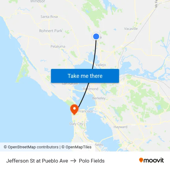 Jefferson St at Pueblo Ave to Polo Fields map