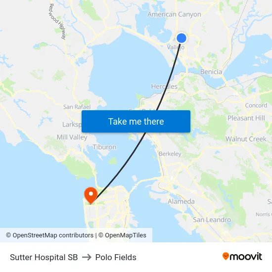 Sutter Hospital SB to Polo Fields map