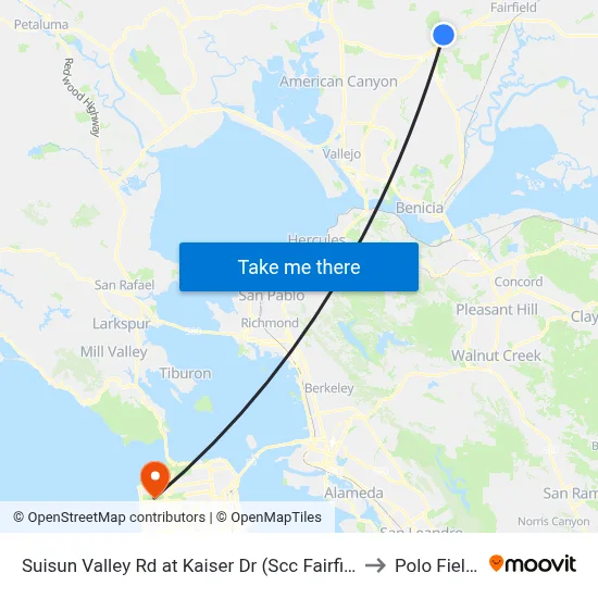 Suisun Valley Rd at Kaiser Dr (Scc Fairfield) to Polo Fields map