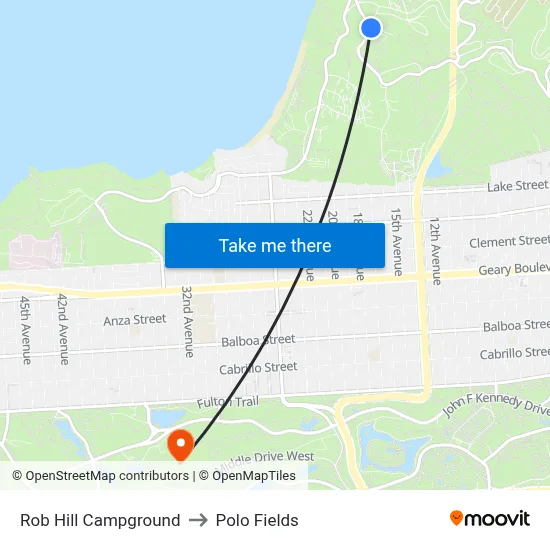 Rob Hill Campground to Polo Fields map