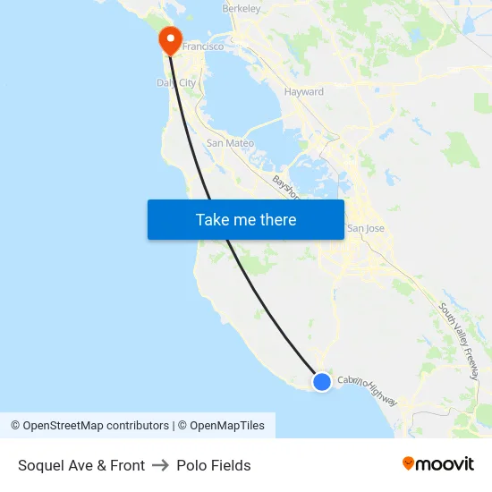 Soquel Ave & Front to Polo Fields map