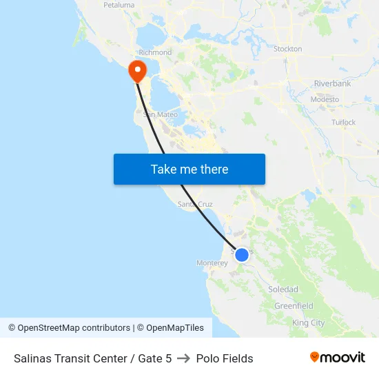 Salinas Transit Center / Gate 5 to Polo Fields map