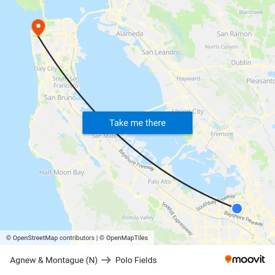 Agnew & Montague (N) to Polo Fields map