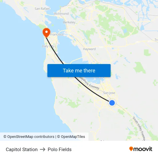 Capitol Station to Polo Fields map