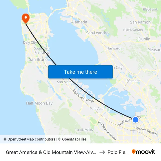 Great America & Old Mountain View-Alviso (N) to Polo Fields map