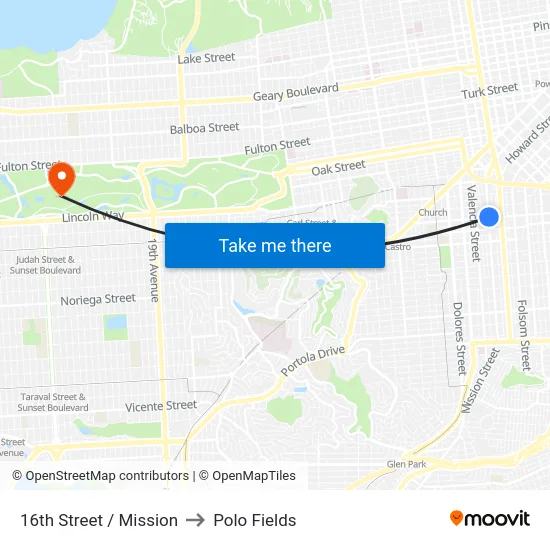 16th Street / Mission to Polo Fields map