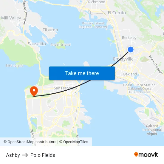 Ashby to Polo Fields map