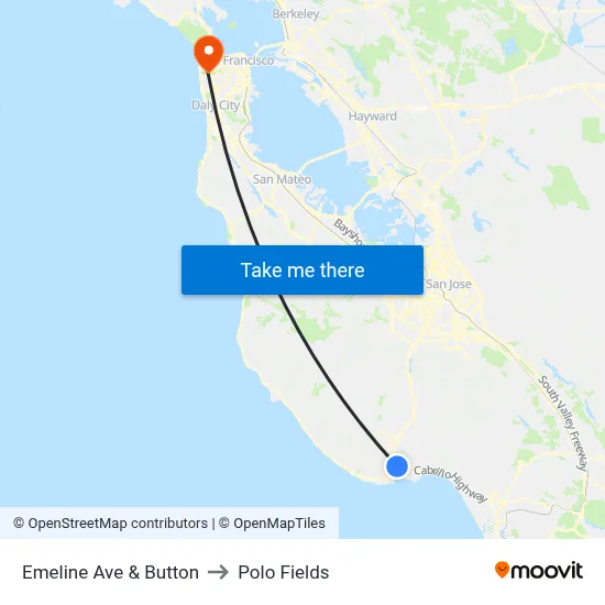 Emeline Ave & Button to Polo Fields map
