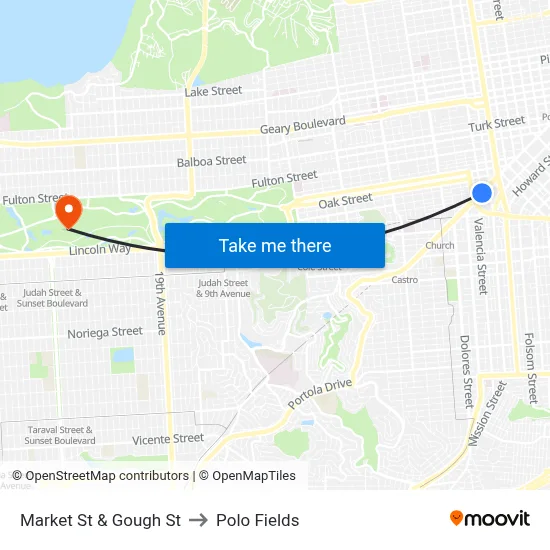 Market St & Gough St to Polo Fields map