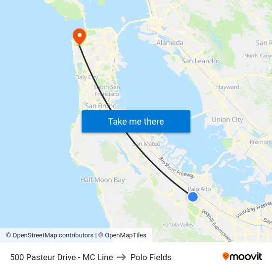500 Pasteur Drive - MC Line to Polo Fields map