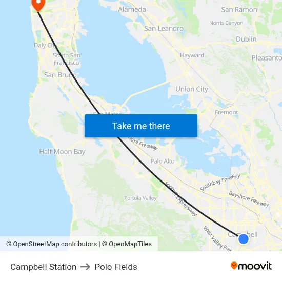 Campbell Station to Polo Fields map