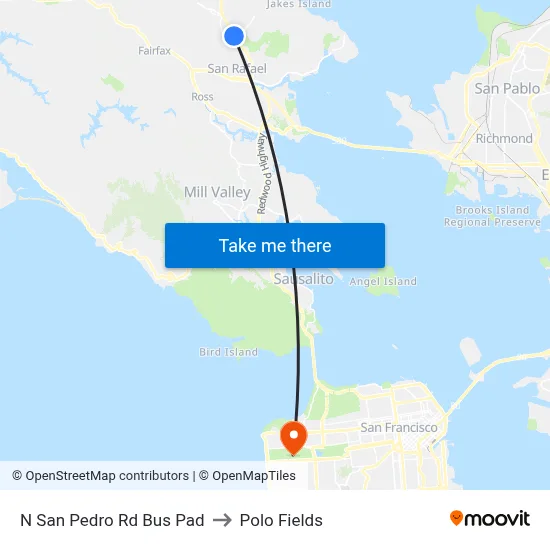N San Pedro Rd Bus Pad to Polo Fields map