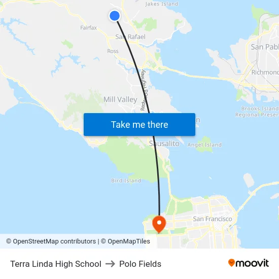 Terra Linda High School to Polo Fields map
