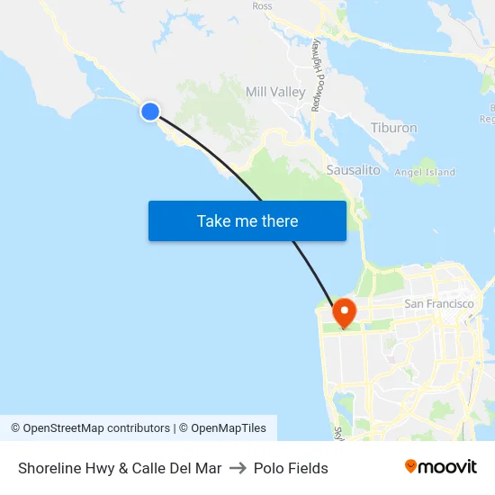 Shoreline Hwy & Calle Del Mar to Polo Fields map