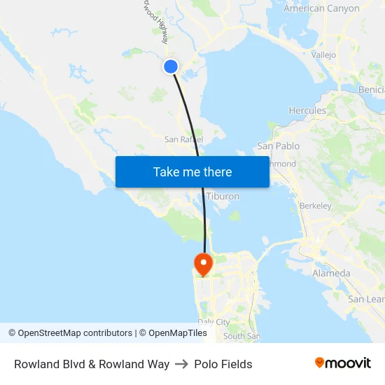 Rowland Blvd & Rowland Way to Polo Fields map