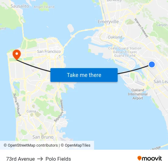 73rd Avenue to Polo Fields map