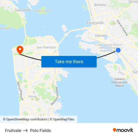 Fruitvale to Polo Fields map