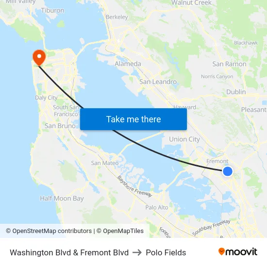 Washington Blvd & Fremont Blvd to Polo Fields map