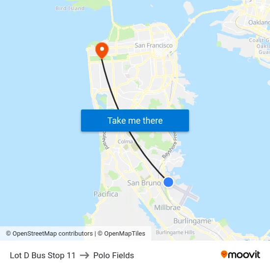 Lot D Bus Stop 11 to Polo Fields map
