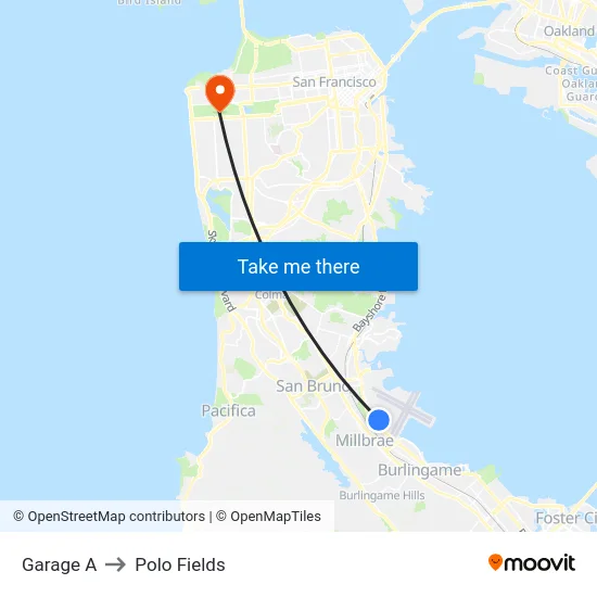 Garage A to Polo Fields map