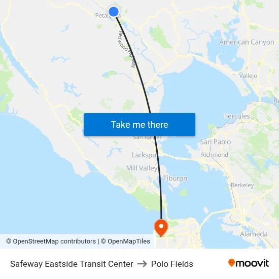Safeway Eastside Transit Center to Polo Fields map