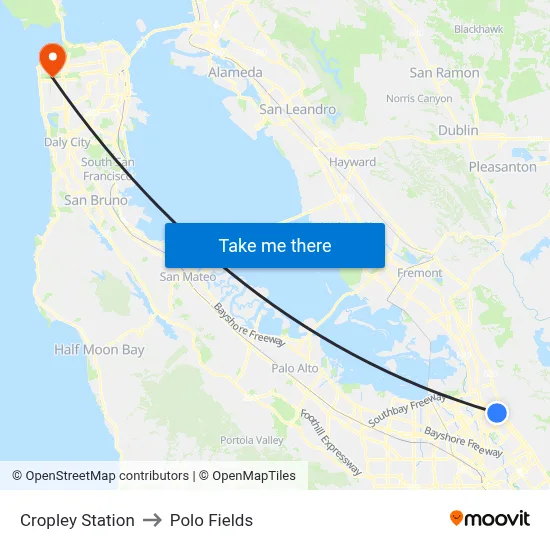 Cropley Station to Polo Fields map