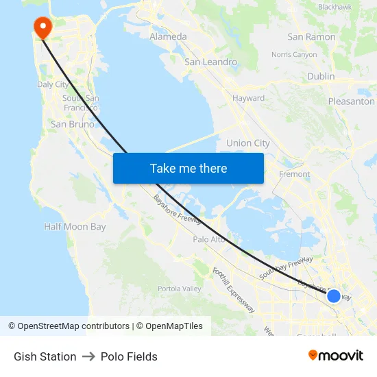 Gish Station to Polo Fields map