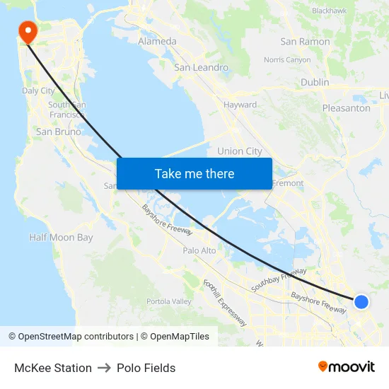 McKee Station to Polo Fields map