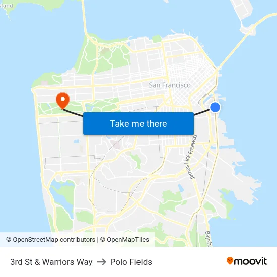 3rd St & Warriors Way to Polo Fields map