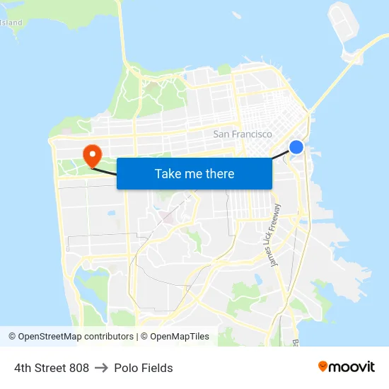 4th Street 808 to Polo Fields map