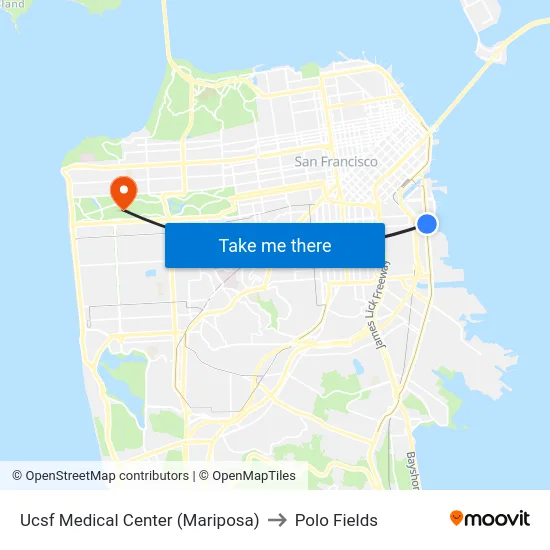 Ucsf Medical Center (Mariposa) to Polo Fields map